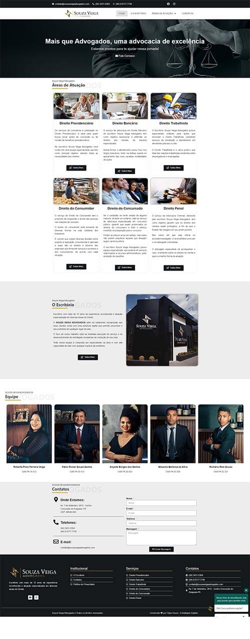 Site para Escritório de Advocacia Souza Veiga Advogados criado por Filipe Souza Estratégias Digitais